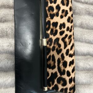 Diane Von Furstenberg Black and Leopard Clutch